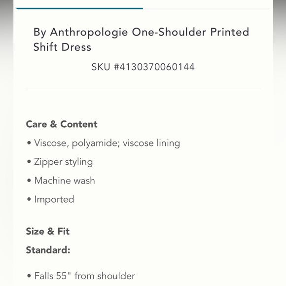 Anthropologie One-Shoulder Printed Shift Dress Sz 12 - Picture 8 of 8